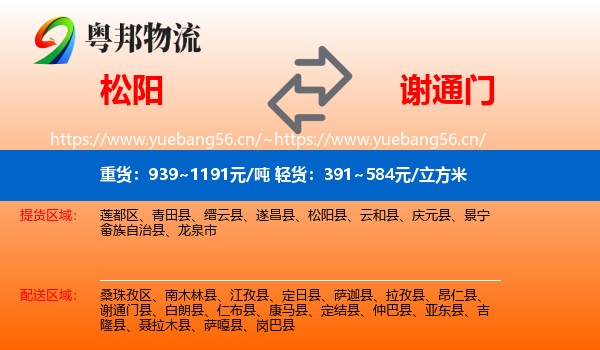 松阳到谢通门县物流