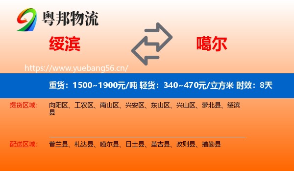 绥滨到噶尔县物流专线名片