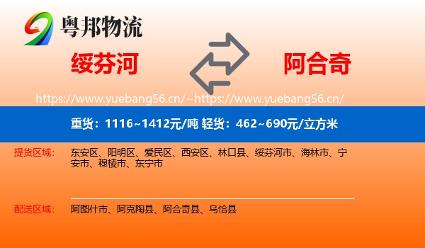 绥芬河到阿合奇县物流