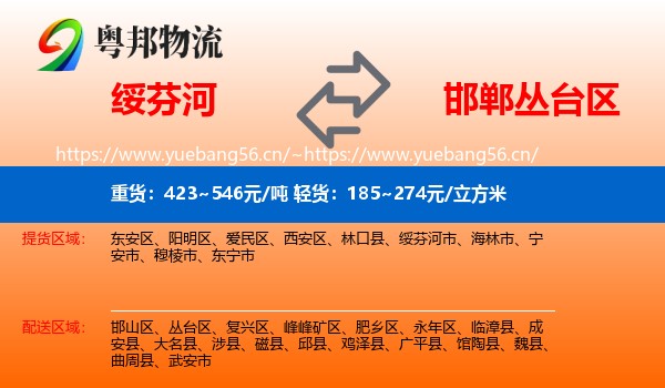 绥芬河到丛台区物流