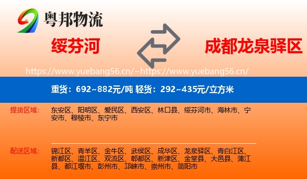 绥芬河到龙泉驿区物流