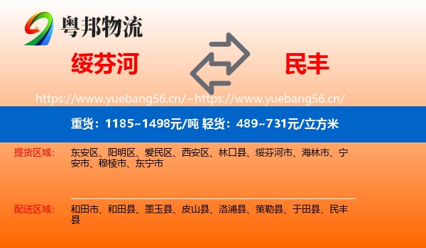绥芬河到民丰县物流