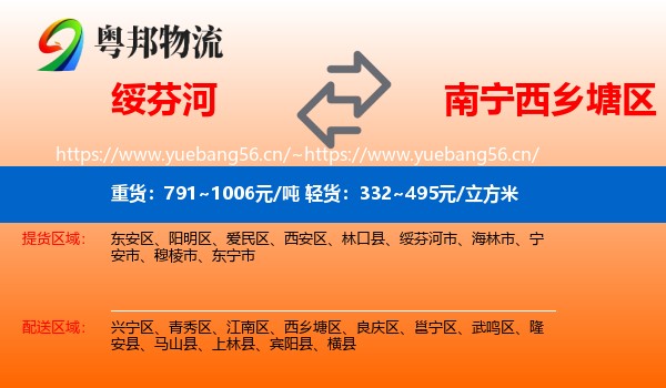 绥芬河到西乡塘区物流