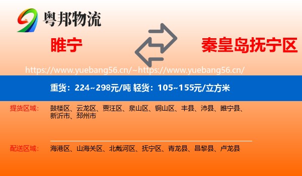 睢宁到抚宁区物流