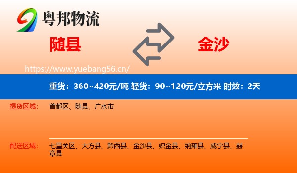 随县到金沙县物流专线名片