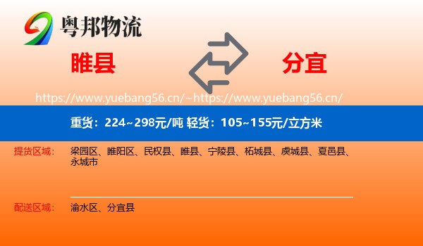 睢县到分宜县物流