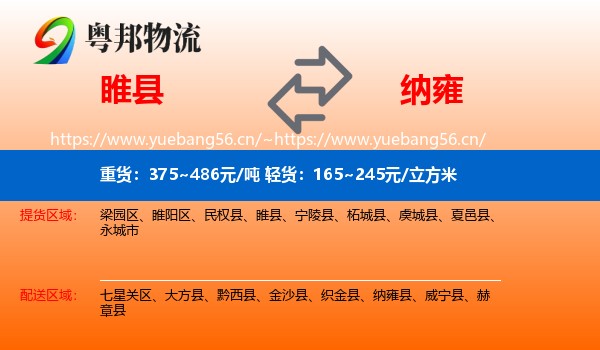 睢县到纳雍县物流