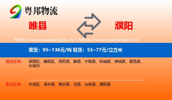 睢县到濮阳县物流