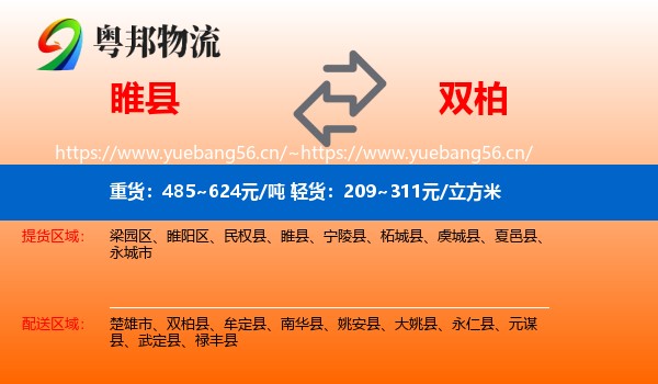 睢县到双柏县物流