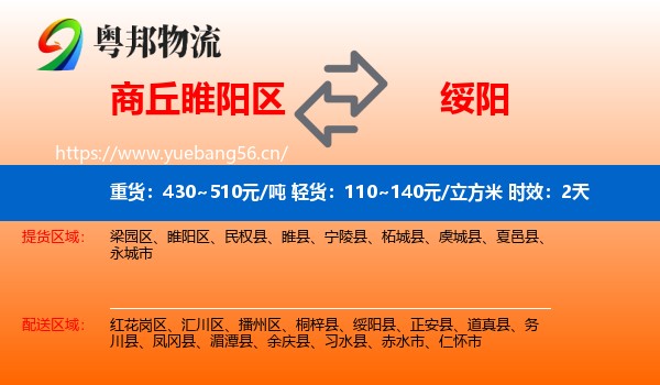 商丘睢阳区到绥阳县物流专线名片