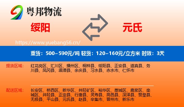 绥阳到元氏县物流专线名片