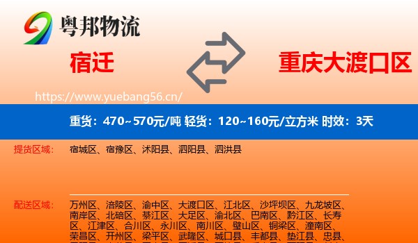 宿迁到大渡口区物流专线名片