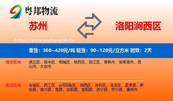 苏州到涧西区物流专线名片