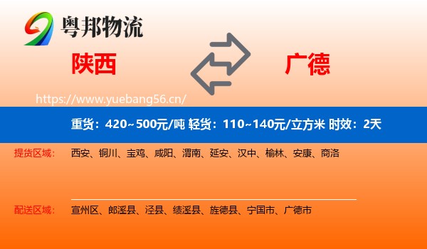 陕西到广德市物流专线名片