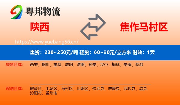 陕西到马村区物流专线名片