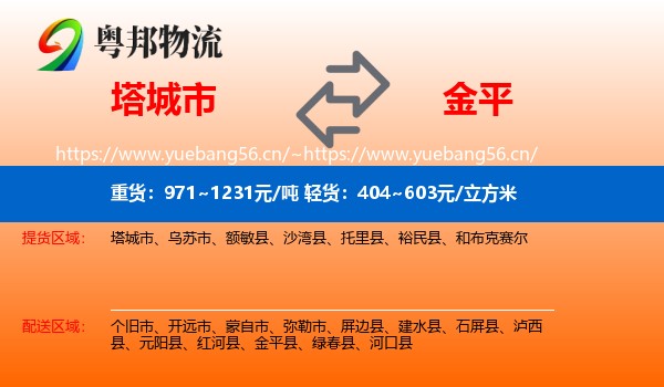 塔城市到金平县物流