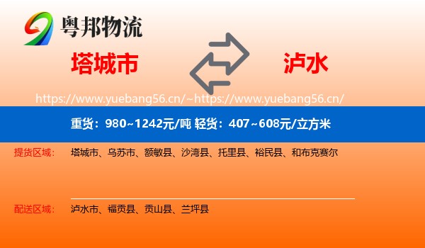 塔城市到泸水市物流