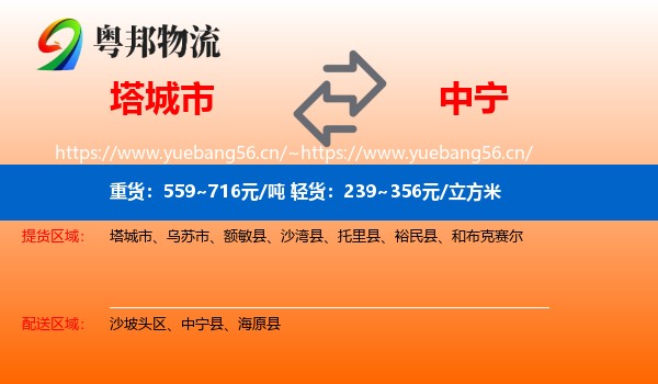 塔城市到中宁县物流