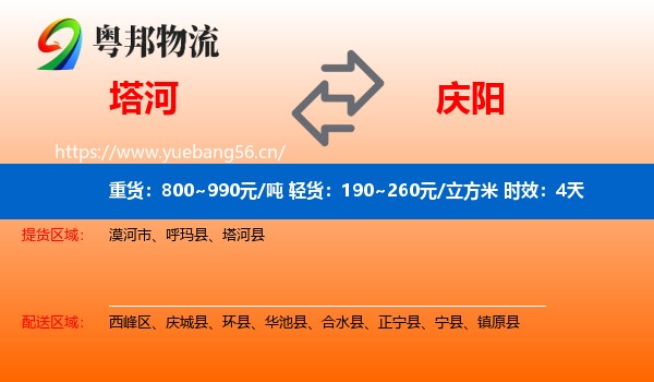 塔河到庆阳物流专线名片