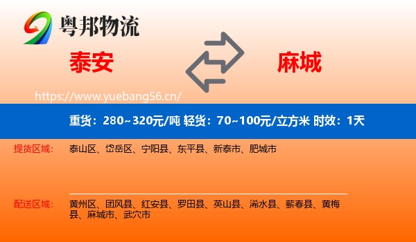 泰安到麻城市物流专线名片