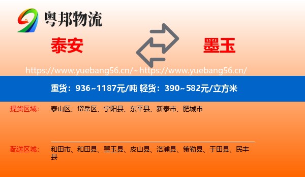 泰安到墨玉县物流