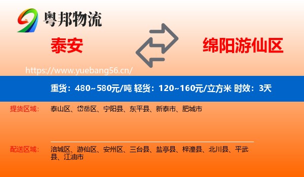 泰安到游仙区物流专线名片