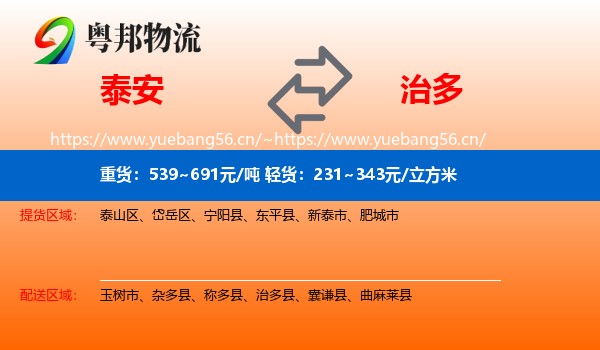 泰安到治多县物流