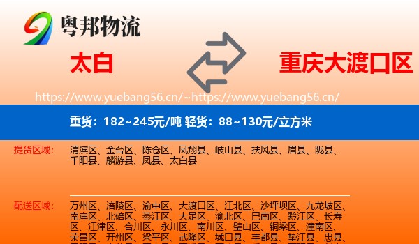 太白到大渡口区物流