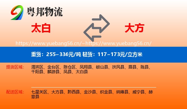 太白到大方县物流