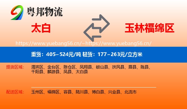 太白到福绵区物流