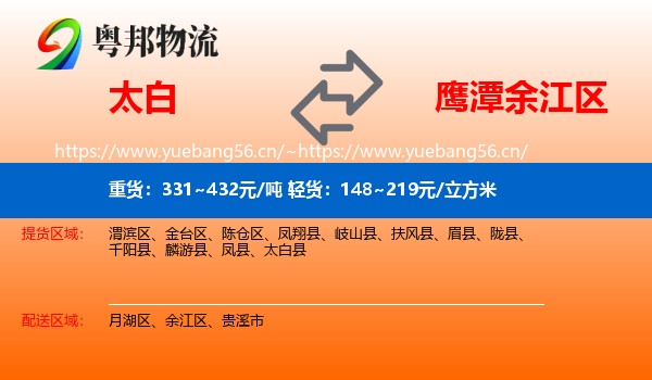 太白到余江区物流