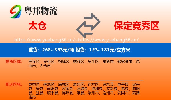 太仓到竞秀区物流