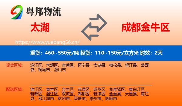太湖到金牛区物流专线名片