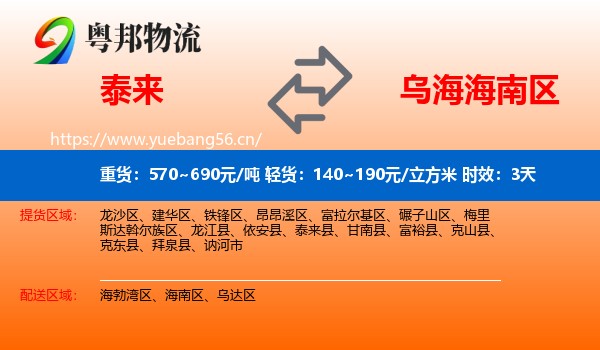 泰来到海南区物流专线名片