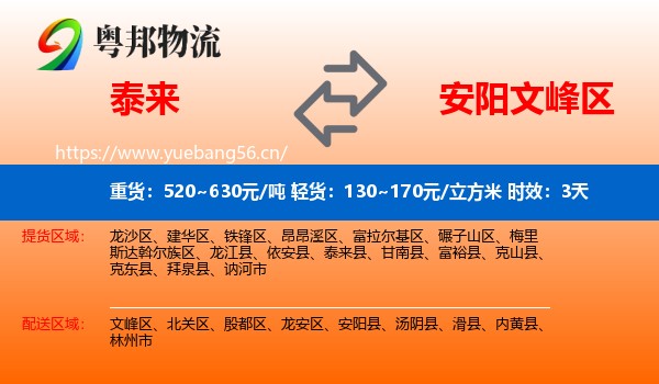 泰来到文峰区物流专线名片