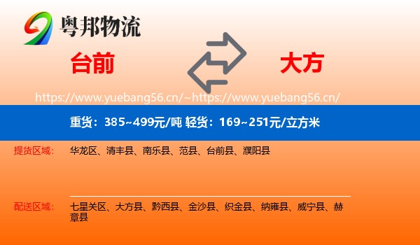 台前到大方县物流