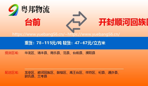 台前到顺河回族区物流