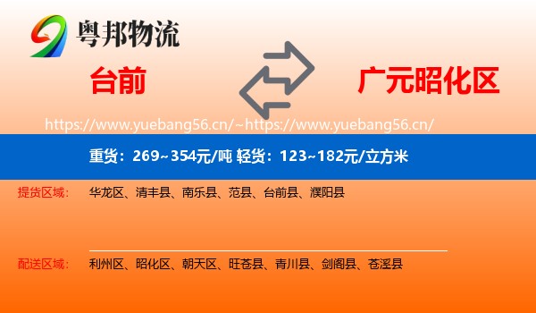 台前到昭化区物流