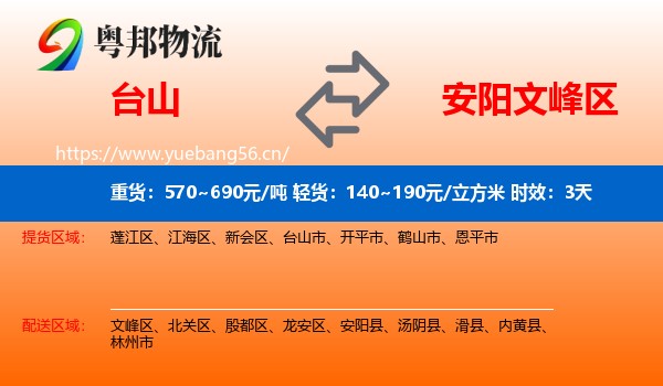 台山到文峰区物流专线名片