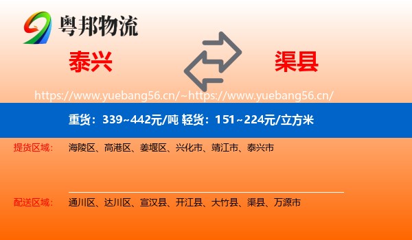 泰兴到渠县物流