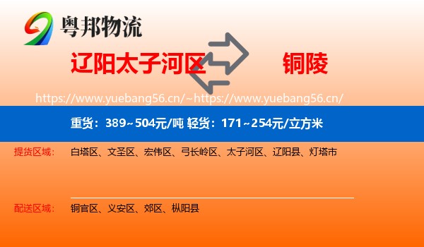 辽阳太子河区到铜陵物流