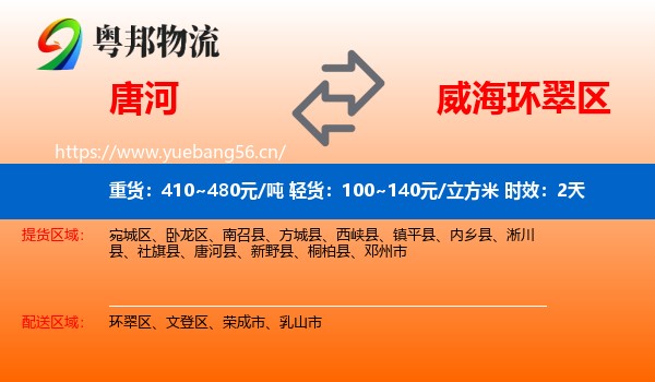 唐河到环翠区物流专线名片
