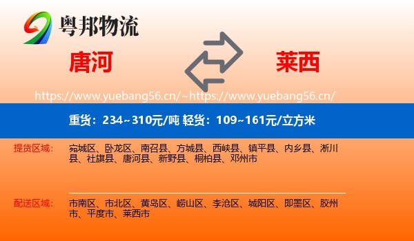 唐河到莱西市物流