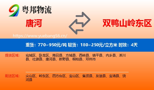 唐河到岭东区物流专线名片