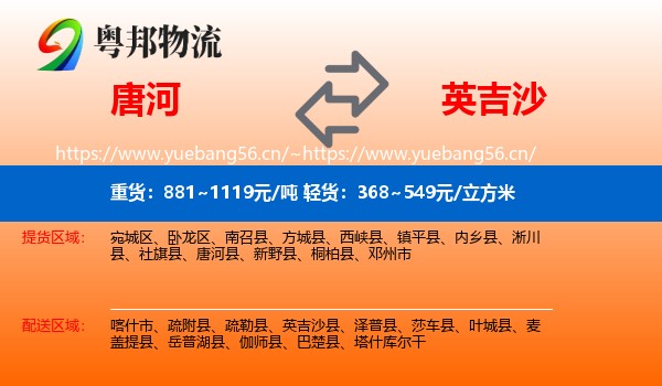 唐河到英吉沙县物流