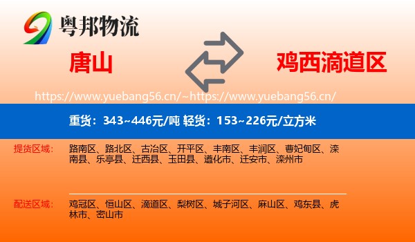 唐山到滴道区物流专线