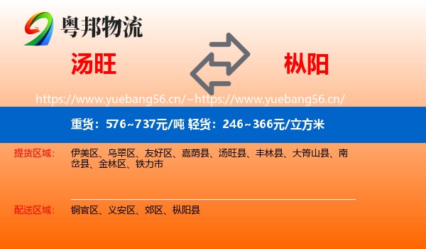 汤旺到枞阳县物流