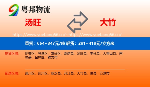 汤旺到大竹县物流