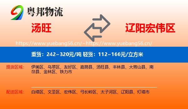 汤旺县到宏伟区物流专线