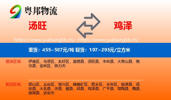 汤旺县到鸡泽县物流专线